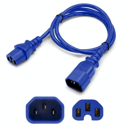 ADD-ON Addon 3Ft C14 To C15 14Awg 100-250V Blue Power Extension Cable ADD-C142C1514AWG3FTBE